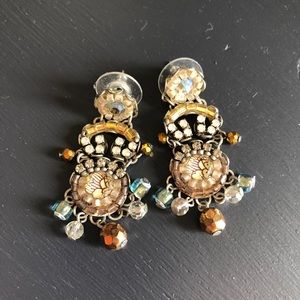 Beautiful Beaded Boho Elegant Dangly Artisan Gold Eclectic Unique Earrings